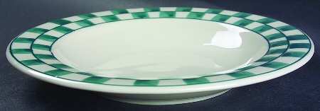 Green Checks Large Rim Soup Bowl