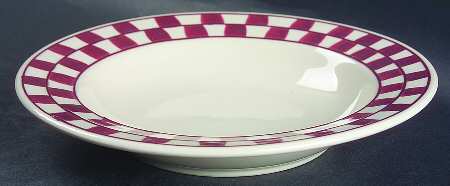 Red Checks Large Rim Soup Bowl