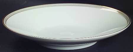 Greek Key Gray (Gold Trim) Large Coupe Soup Bowl