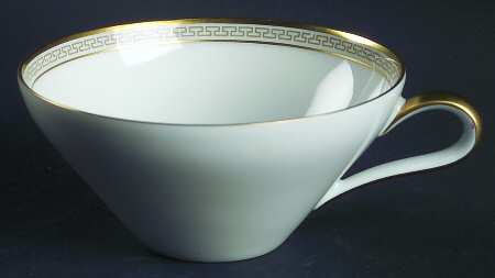Greek Key Gray (Gold Trim) Flat Cup