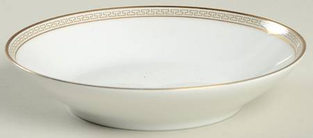 Greek Key Gray (Gold Trim) Fruit/Dessert (Sauce) Bowl