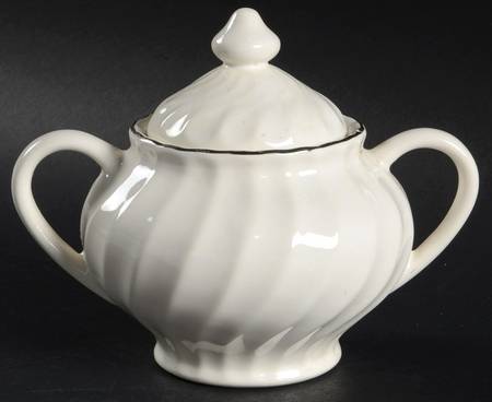 Silver Swirl Sugar Bowl & Lid by Homer Laughlin 