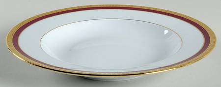 Symphonie (Gold & Red) Large Rim Soup Bowl