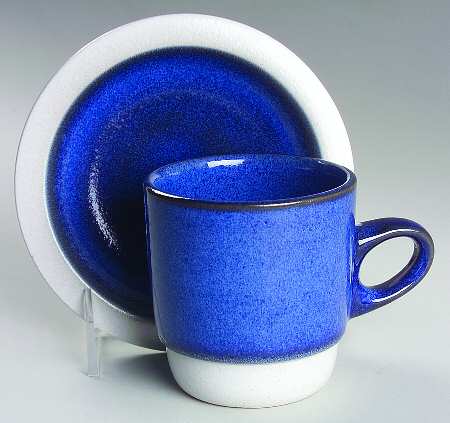 Opal Blue (Rim Shape) Flat Cup & Saucer Set