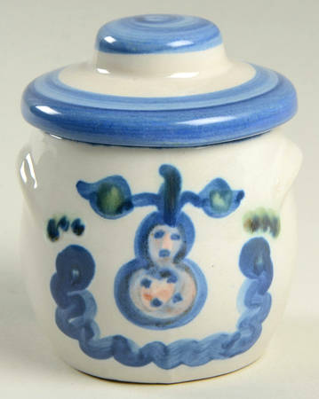 Pear and Grape Blue Sugar Bowl & Lid