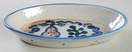 Pear and Grape Blue 8" Oval Serving Platter