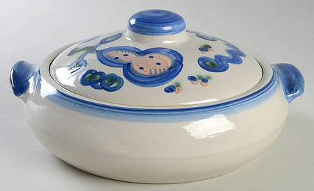Pear and Grape Blue 2 Qt Round Covered Casserole