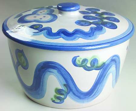 Pear and Grape Blue Large Tureen/Baker & Lid