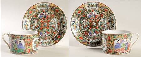 Canton Rose Design Flat Cup & Saucer Set