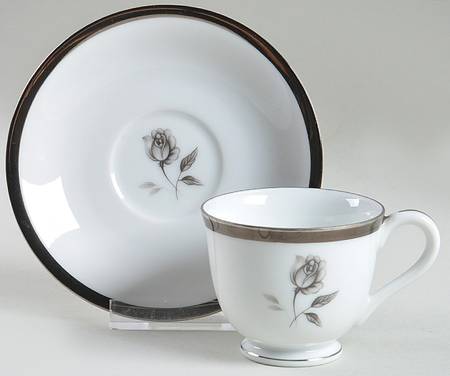 Midnight Rose Footed Demitasse Cup & Saucer Set