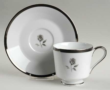 Midnight Rose Footed Cup & Saucer Set