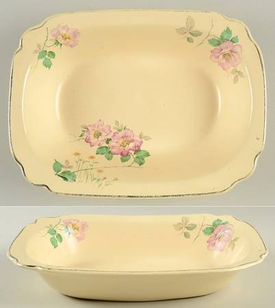 C33 (Platinum Trim) 9" Oval Vegetable Bowl by Homer Laughlin 