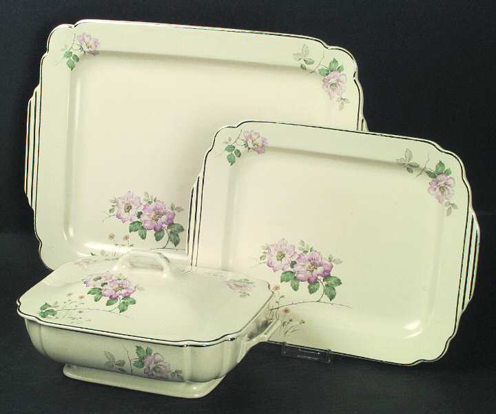 C33 (Platinum Trim) 11" Oval Serving Platter by Homer Laughlin 