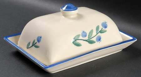 Blueberry (Green & Blue Bands) Rectangular Covered Butter