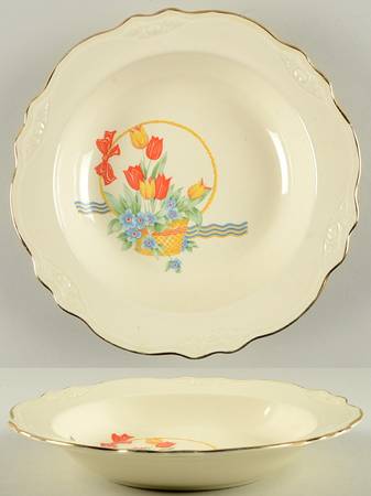 Tulips In A Basket Rim Soup Bowl