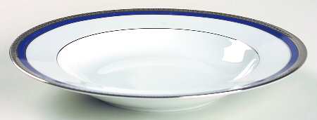 Symphonie Blue Platinum Large Rim Soup Bowl by Haviland
