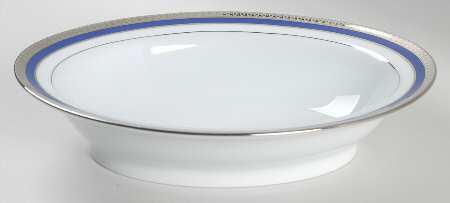 Symphonie Blue Platinum 9" Oval Vegetable Bowl by Haviland