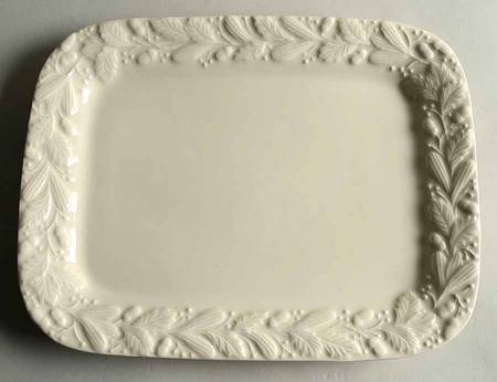 White Relief 12" Oval Serving Platter