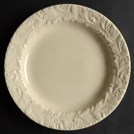 White Relief Dinner Plate