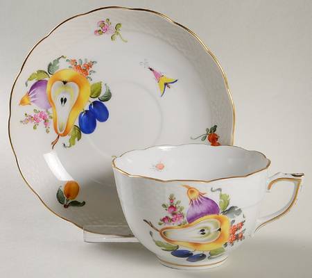 Fruit & Flowers Breakfast Cup & Saucer Set