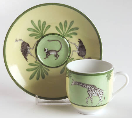 Africa Green-Yellow Flat Demitasse Cup & Saucer Set