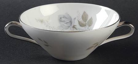 Grey Rose Flat Cream Soup Bowl