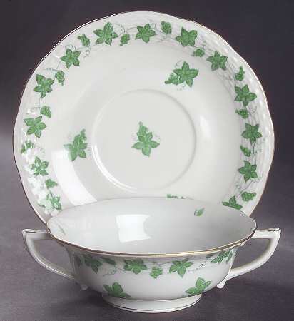 SZGV Footed Cream Soup Bowl & Saucer Set