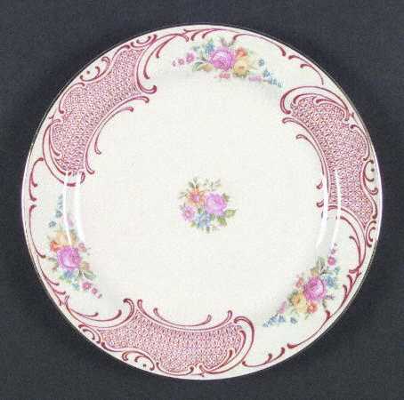 B1312 (Red Lattice Scroll Border) by Homer Laughlin 