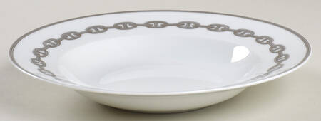 Chaine D'Ancre Gray (Platinum Trim) Large Rim Soup Bowl