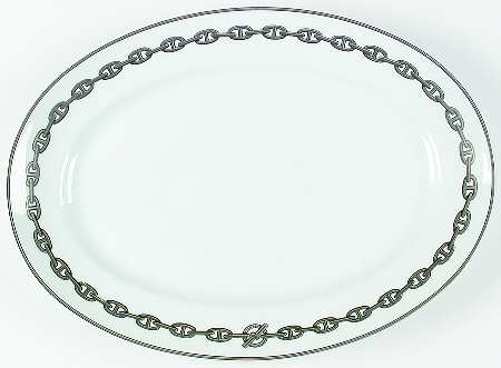 Chaine D'Ancre Gray (Platinum Trim) 16" Oval Serving Platter