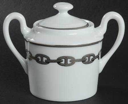 Chaine D'Ancre Gray (Platinum Trim) Sugar Bowl & Lid