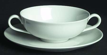 Anmut White Flat Cream Soup Bowl & Saucer Set
