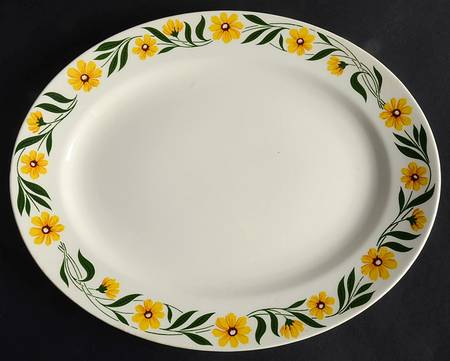 Yellow Daisy 11" Oval Serving Platter