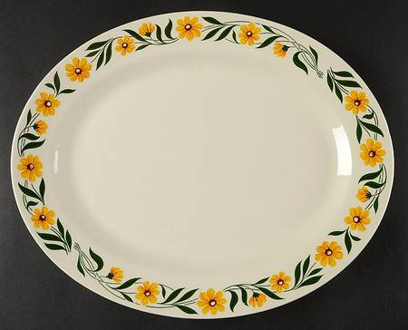 Yellow Daisy 13" Oval Serving Platter