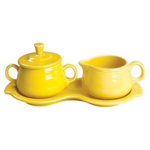 Fiesta Sunflower (Intro 2001) Creamer & Sugar with Lid & Tray Set