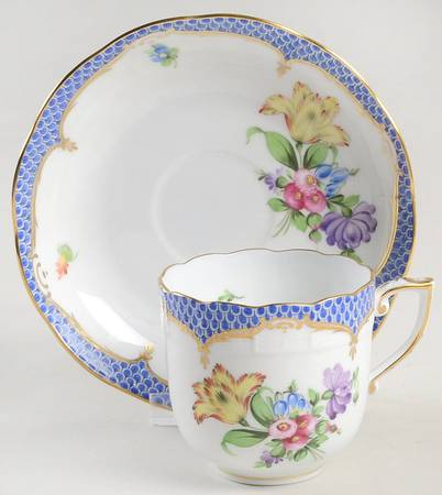 Printemps Blue Border Chocolate Cup & Saucer Set