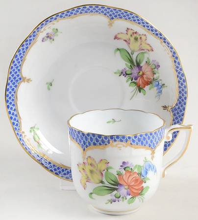 Printemps Blue Border Chocolate Cup & Saucer Set