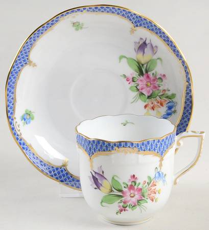 Printemps Blue Border Chocolate Cup & Saucer Set