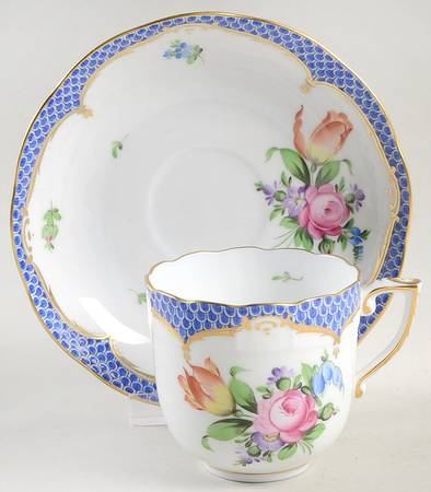 Printemps Blue Border Chocolate Cup & Saucer Set
