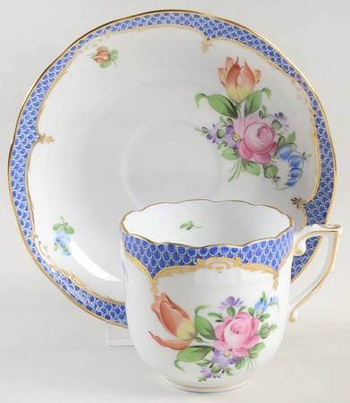 Printemps Blue Border Chocolate Cup & Saucer Set