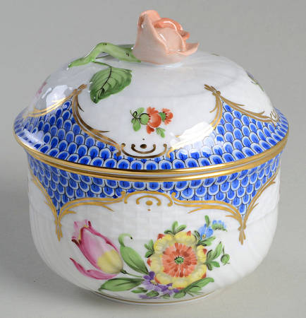 Printemps Blue Border Sugar Bowl & Lid