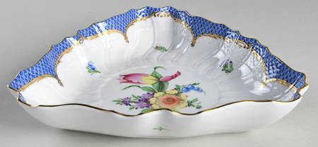 Printemps Blue Border 10" Triangular Vegetable Bowl
