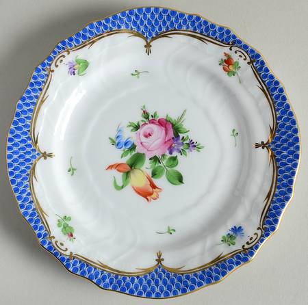 Printemps Blue Border Bread & Butter Plate by Herend