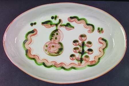 Pear and Grape Pink 13" Oval Serving Platter