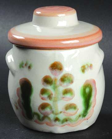Pear and Grape Pink Sugar Bowl & Lid