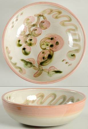 Pear and Grape Pink 8" Round Vegetable Bowl