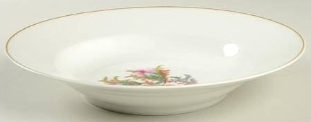 Moss Rose (Gold Trim, No Verge) Rim Soup Bowl