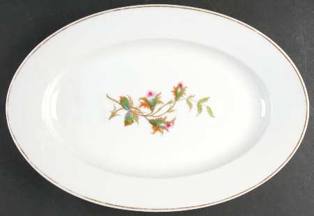 Moss Rose (Gold Trim, No Verge) 15" Oval Serving Platter