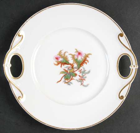 Moss Rose (Gold Trim, No Verge) Handled Cake Plate