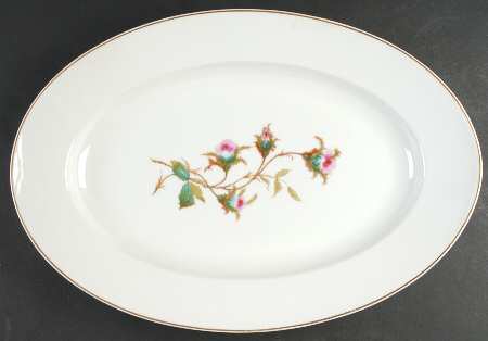 Moss Rose (Gold Trim, No Verge) 19" Oval Serving Platter